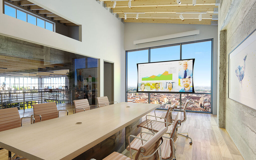 Conference room with presentation screen