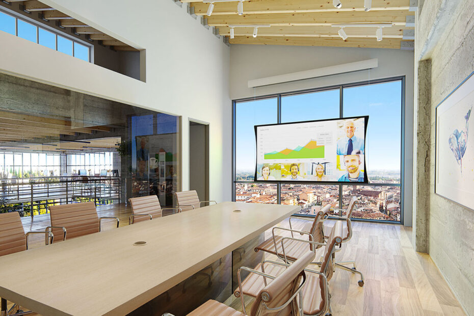 Conference room with presentation screen
