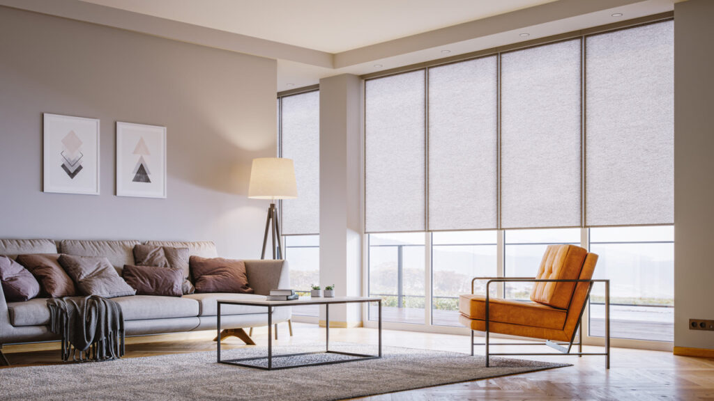 Living room with window screens